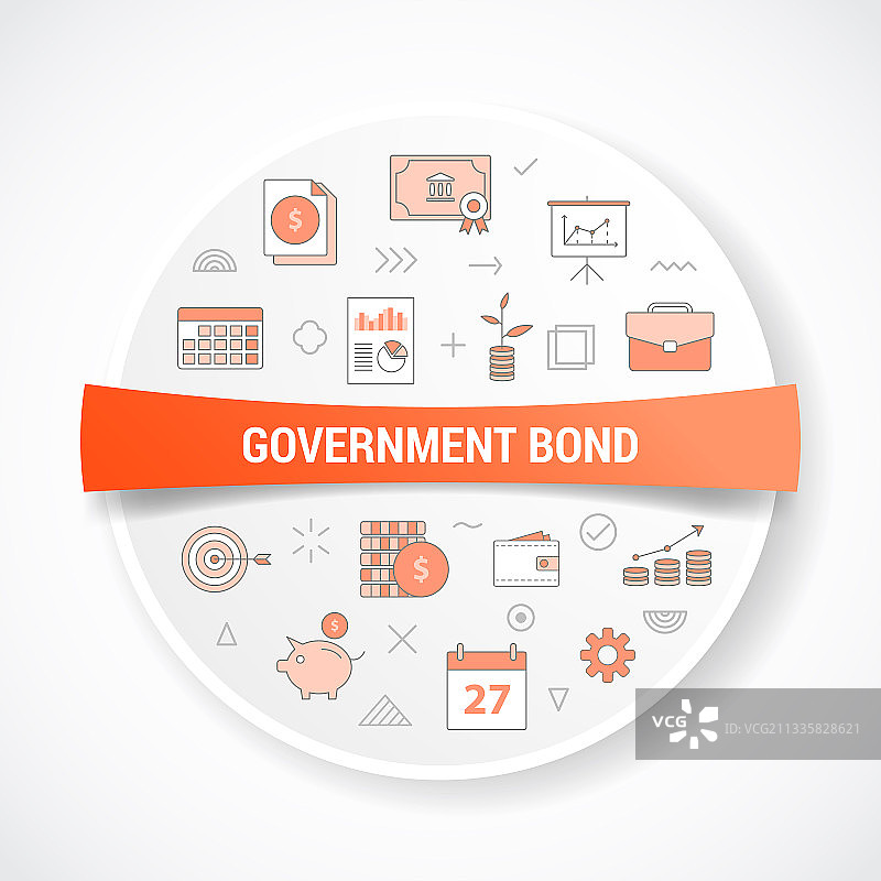 带有图标概念的政府债券概念图片素材