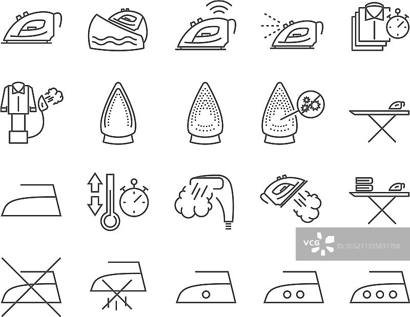 熨斗和晾衣绳图标合集图片素材