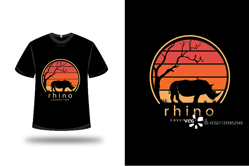 T恤衫犀牛热带草原橙色和黄色图片素材