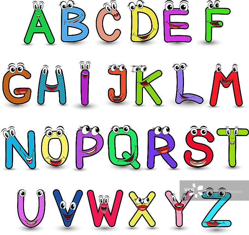 有趣卡通风格手绘字母素材图片素材