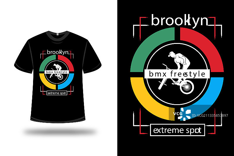 布鲁克林自行车越野摩托车T恤图片素材