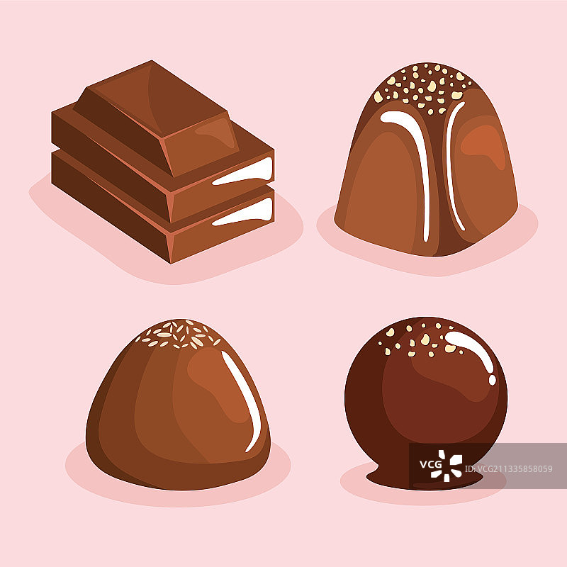 四种巧克力制品图片素材