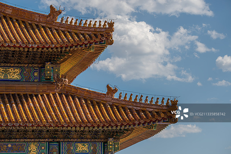 金碧辉煌的故宫太和殿脊兽图片素材