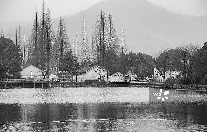 冬季江南水墨山水图片素材