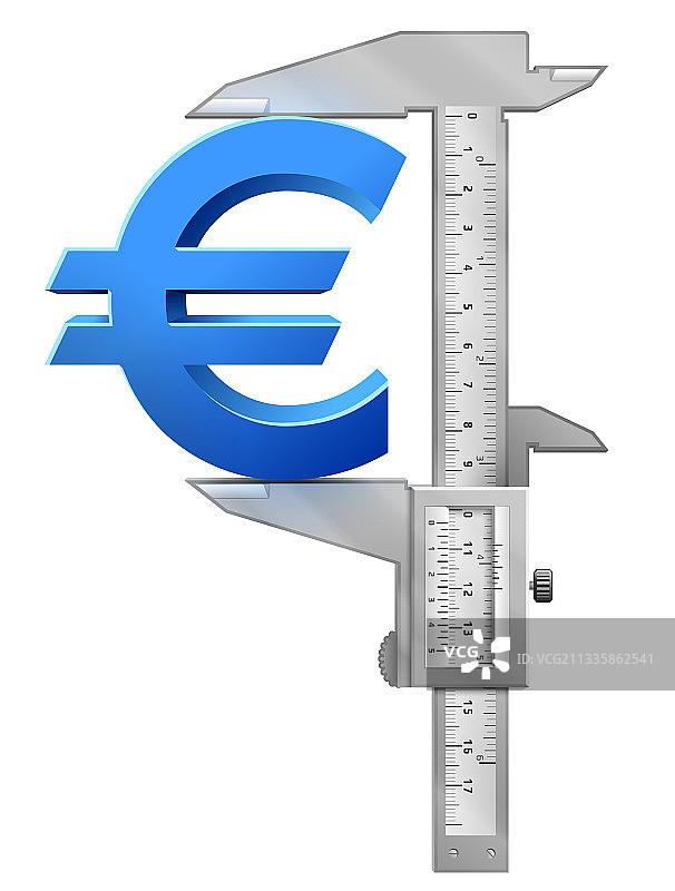 卡尺测量欧元符号图片素材