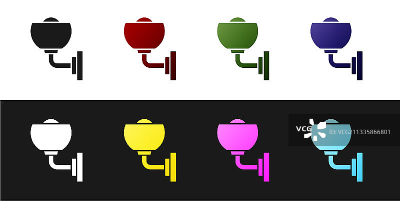 黑色背景上的壁灯或壁式灯具图标图片素材