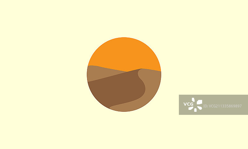 沙漠日落与圆形标志符号图片素材