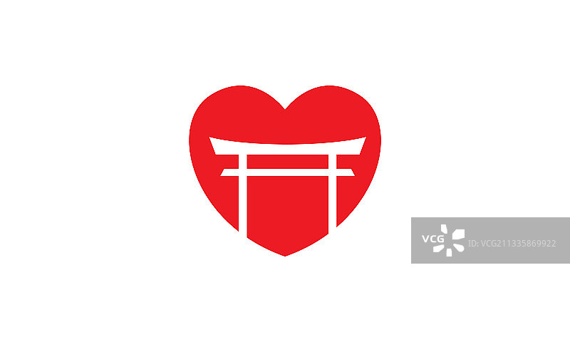 红色爱心日本鸟居标志设计图片素材