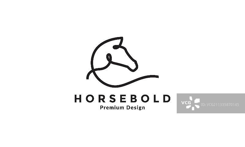 粗线条骏马标志符号图标设计图片素材