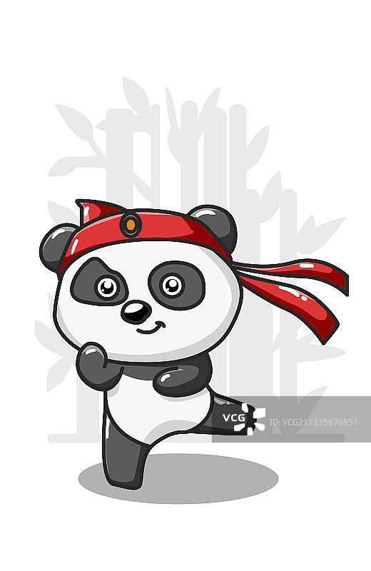 练习空手道的熊猫手绘图图片素材