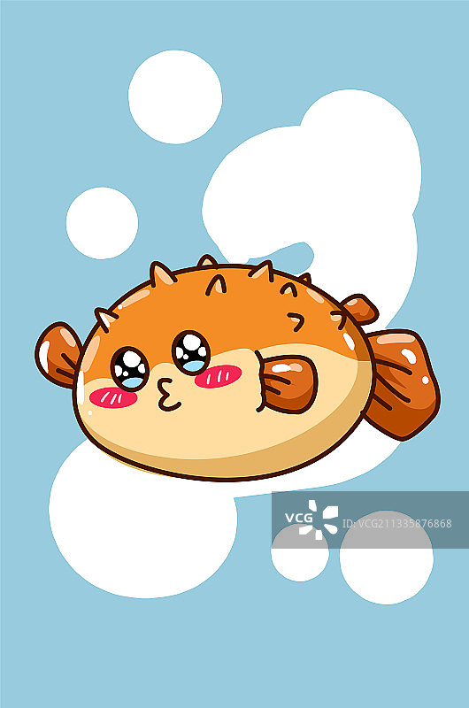 快乐的卡通河豚鱼图片素材