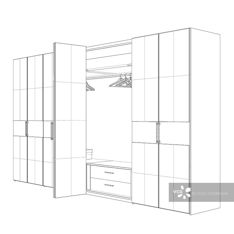 空衣柜中的轮廓衣架图片素材