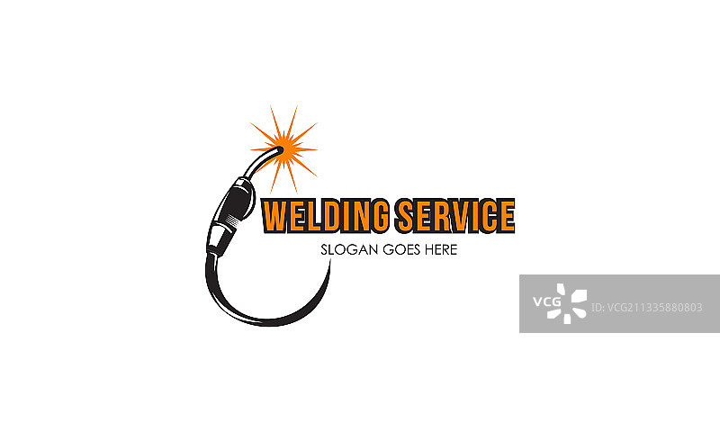 带火花的焊接枪标志设计图片素材