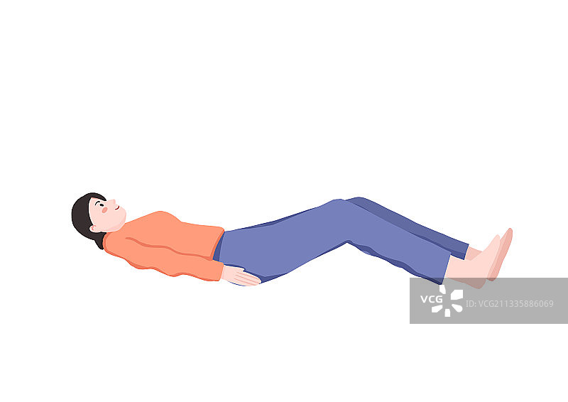 手绘人物卡通躺着的女孩插画图片素材
