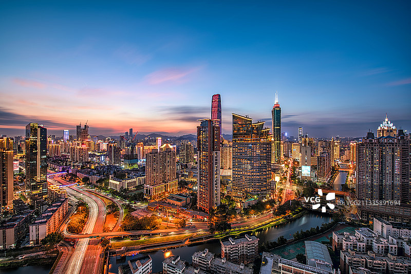 广东省深圳市罗湖区城市夜景风光图片素材