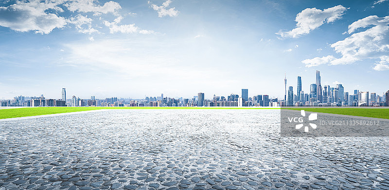 城市天际线广场路面图片素材