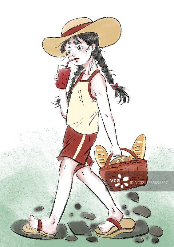 清晨买面包图片素材