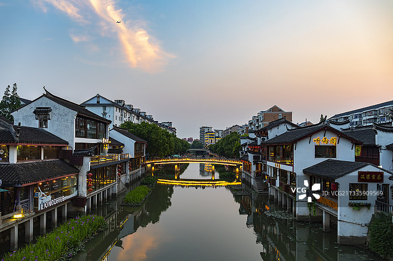 古镇晚霞图片素材