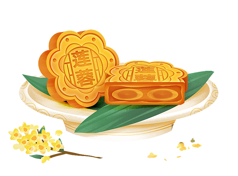 中国传统美食 莲蓉月饼图片素材