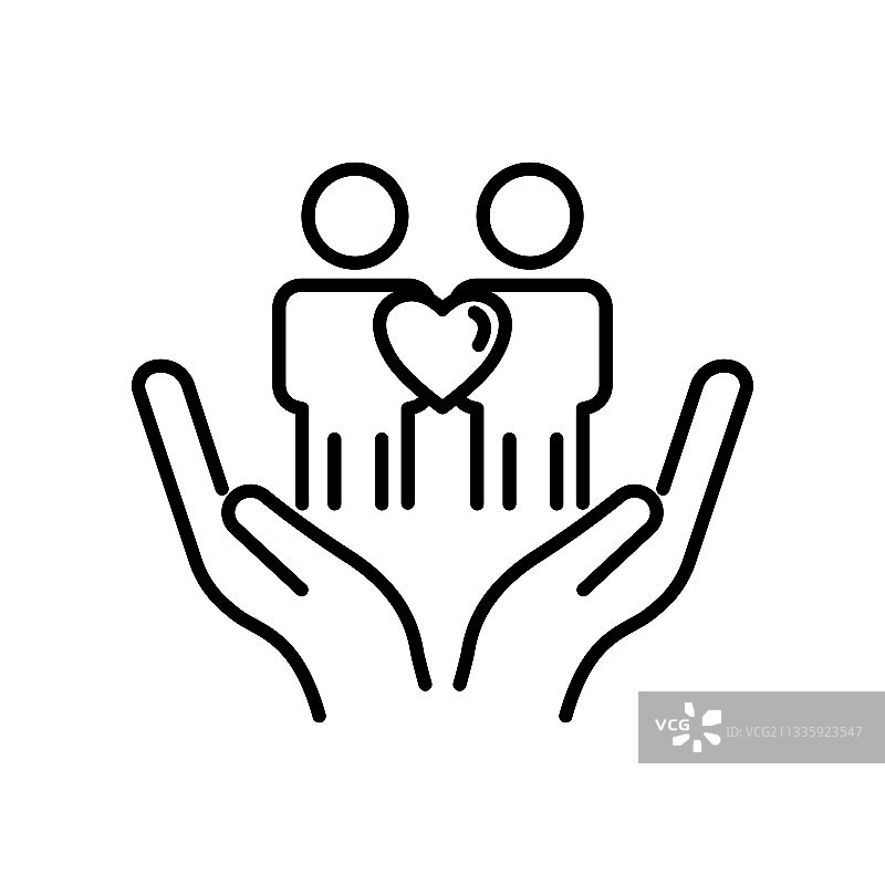 手与人和心友谊线性图标图片素材
