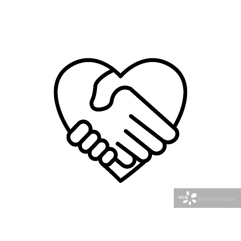 手持爱心可编辑笔触线性设计图片素材