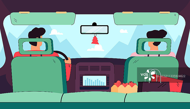 后座视角下的司机和乘客图片素材