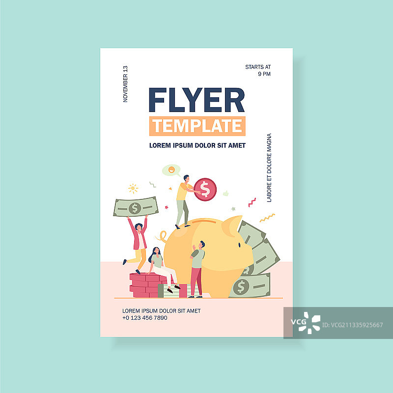 小人们在存钱罐里存钱图片素材