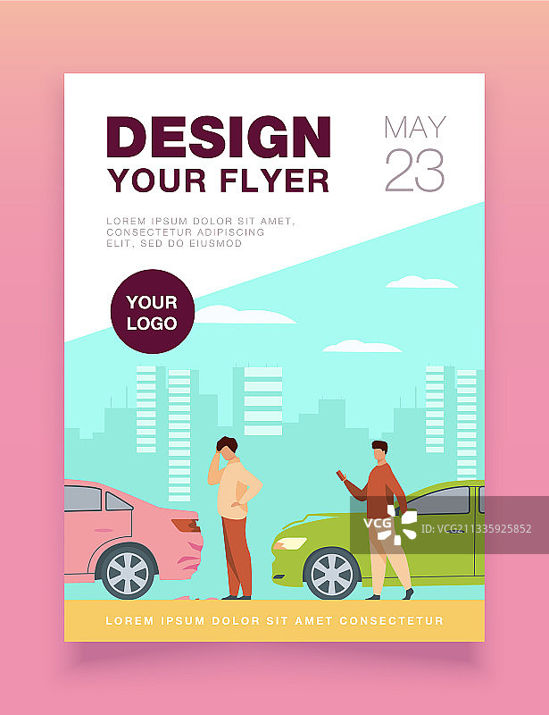 两个男人车祸，扁平风格插画图片素材