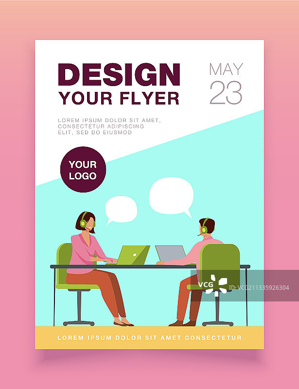 在呼叫中心工作的年轻接线员图片素材