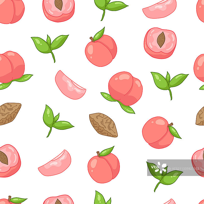 粉色桃子果肉系列手绘无缝插画壁纸背景图片素材