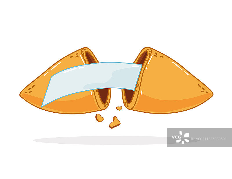 白色背景上的碎中国幸运饼干图片素材