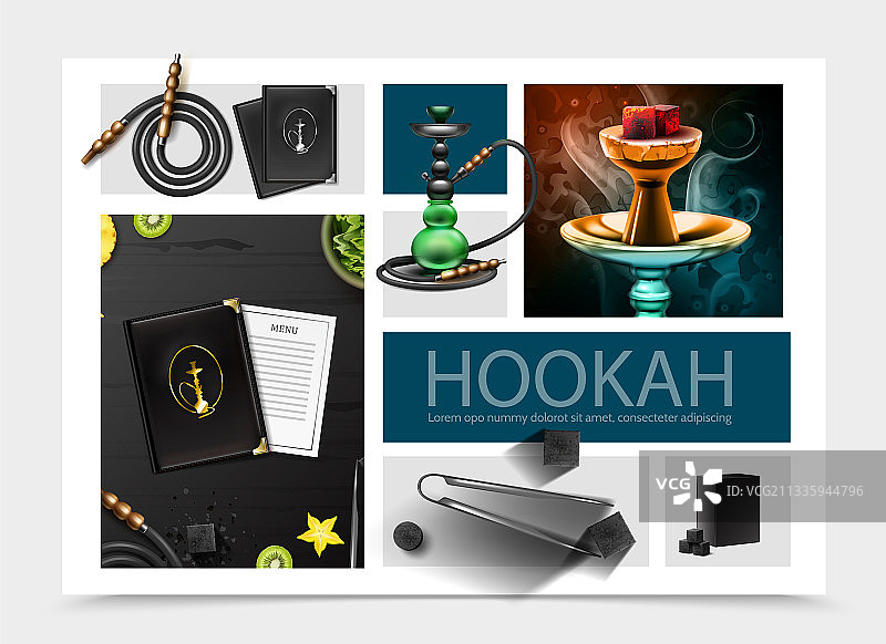 逼真的水烟吧场景图片素材