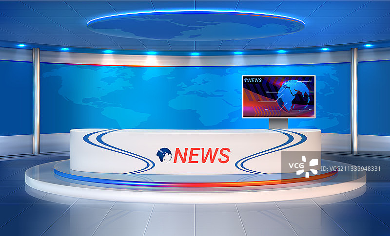用于电视录制的新闻演播室图片素材