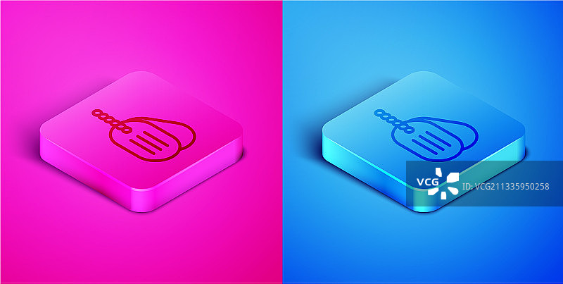 2.5D线条军用狗牌图标图片素材