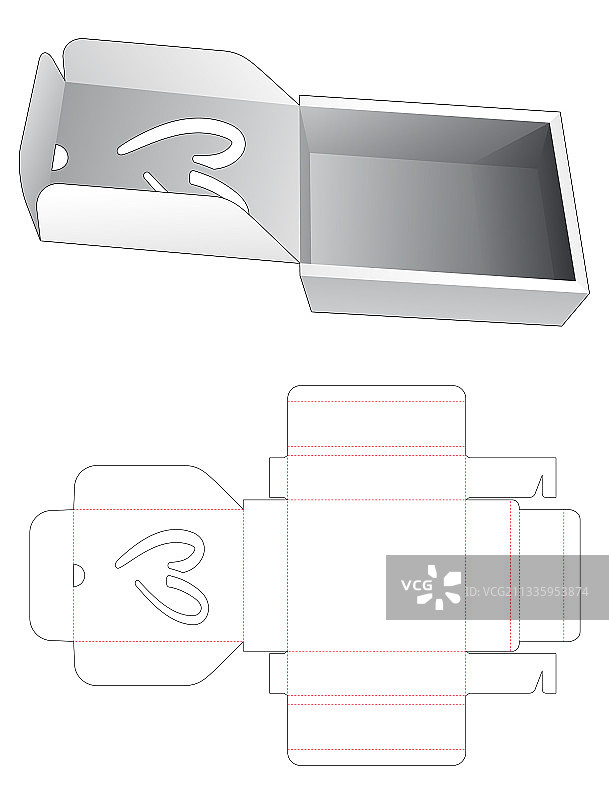 心形窗口翻盖盒模切模板图片素材
