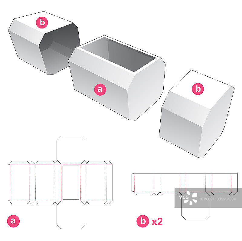 八角盒及双盖模切模板图片素材
