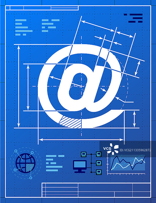 类似蓝图的电子邮件符号图片素材