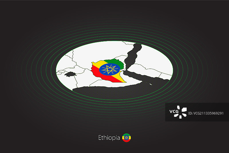深色椭圆形地图中的埃塞俄比亚地图图片素材