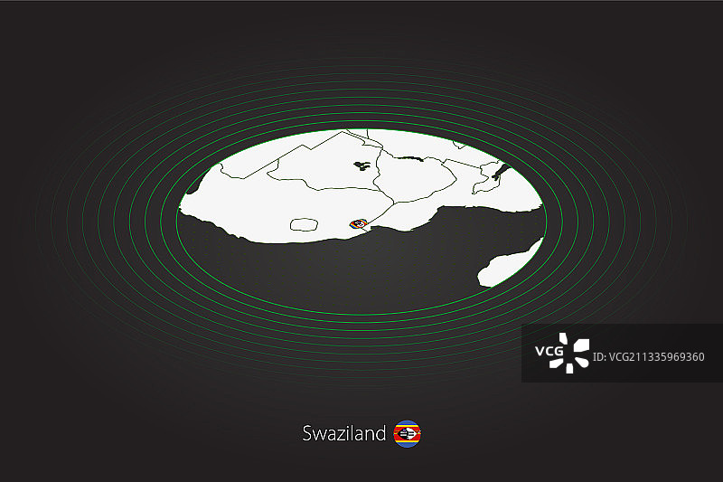 深色椭圆地图中的斯威士兰地图图片素材