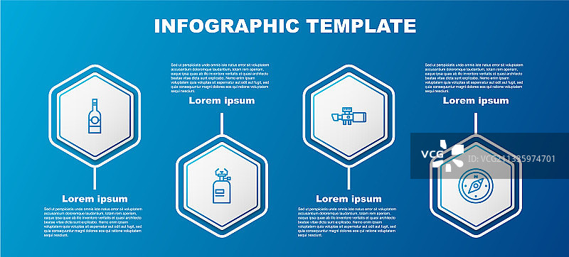 伏特加酒瓶、煤气炉等露营用品图片素材