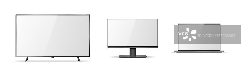 逼真的设备模型：电脑和笔记本电脑图片素材