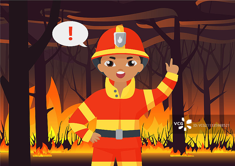 穿防护服的消防员儿童图片素材