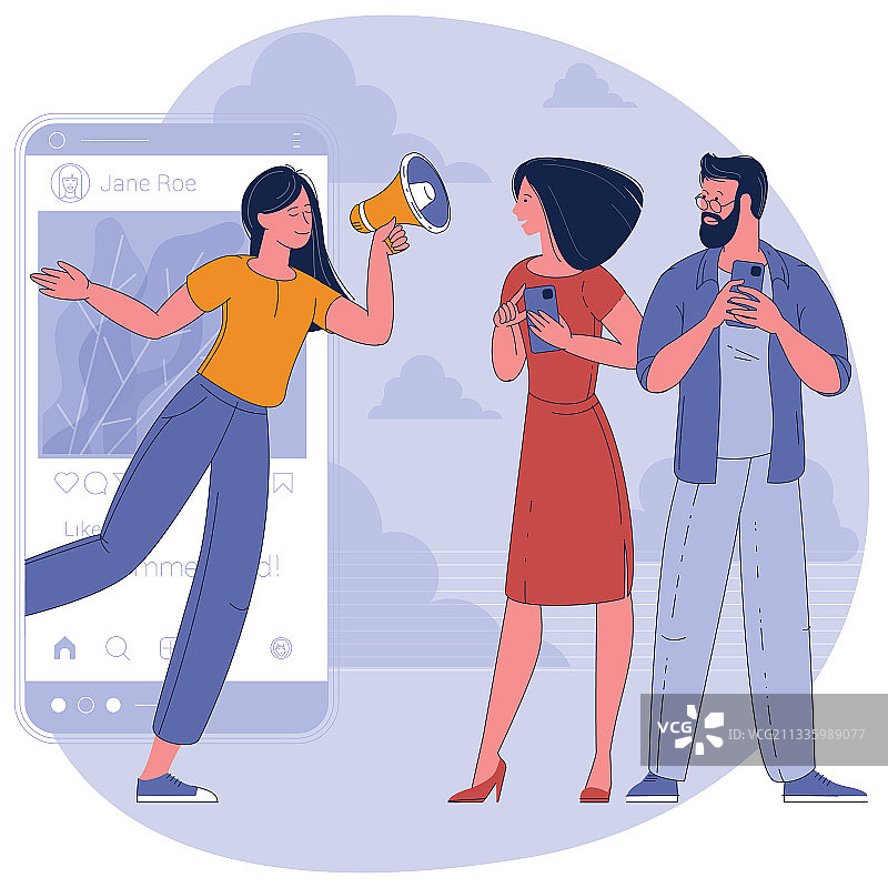 社交媒体网络红人的工作场景图片素材