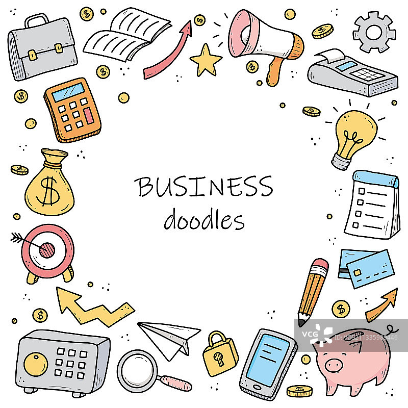 手绘banner，包含商业和金融元素图片素材