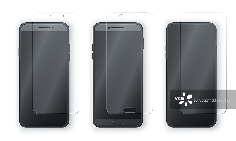 带屏幕保护膜的逼真智能手机图片素材