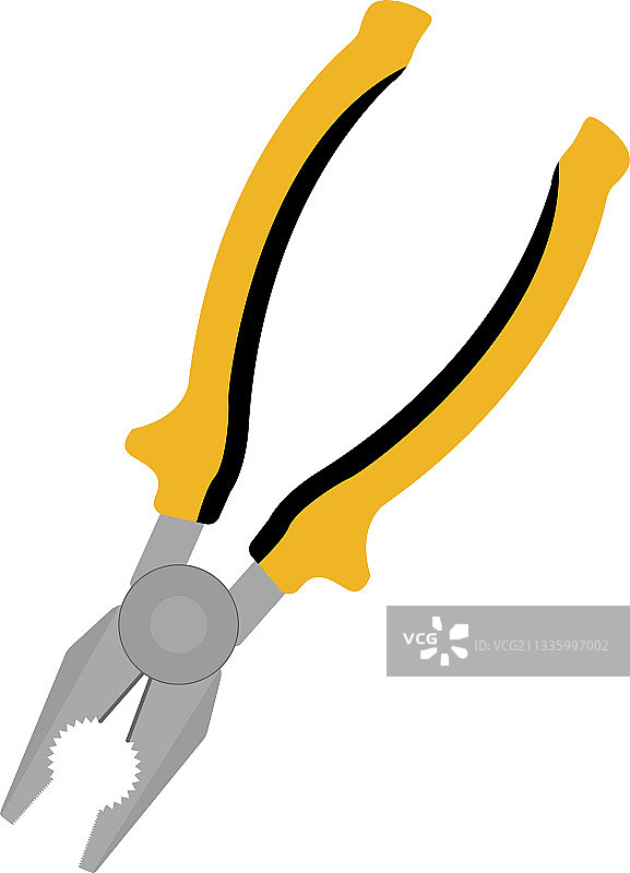 白色背景上的黄色钳子图片素材
