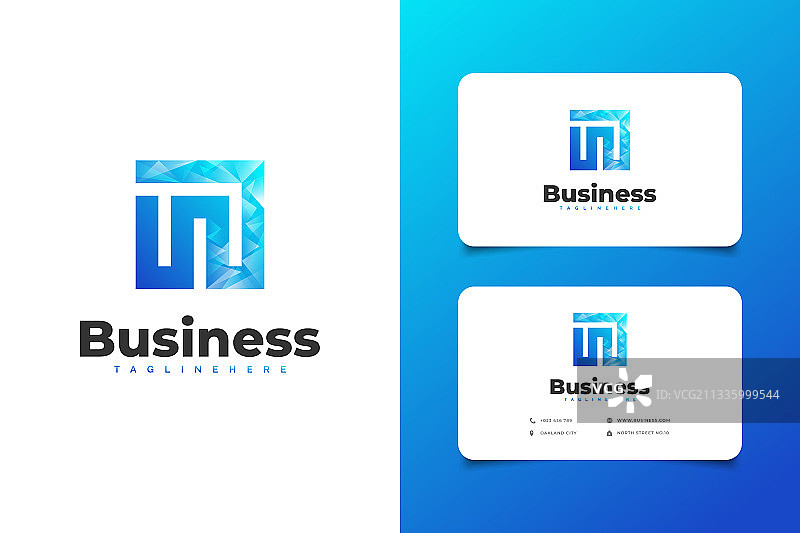 蓝色抽象字母M或N标志图片素材