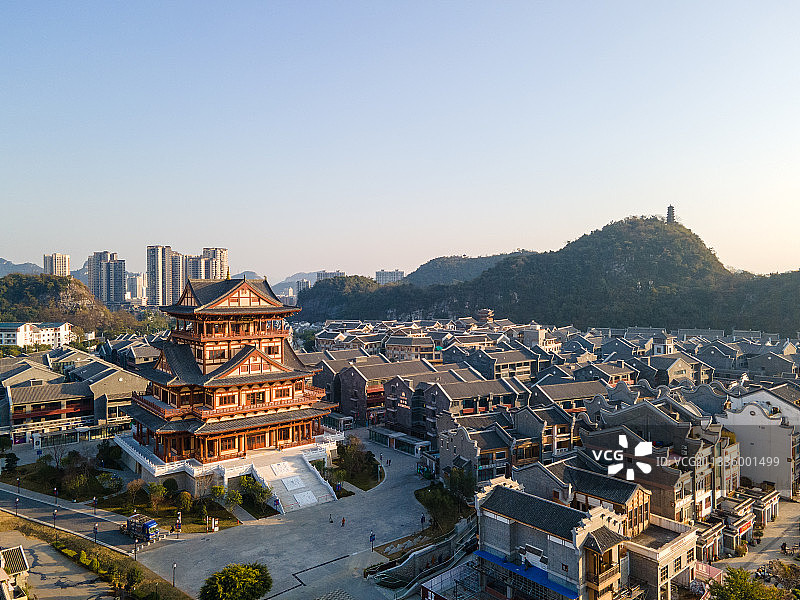 广西壮族自治区、柳州市、鱼峰区、窑埠古镇、龙城阁图片素材