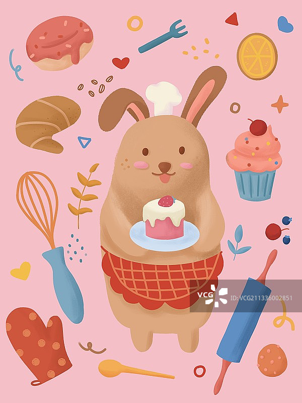 烘焙，美食，动物，兔子，蛋糕，甜品，面包，可爱图片素材