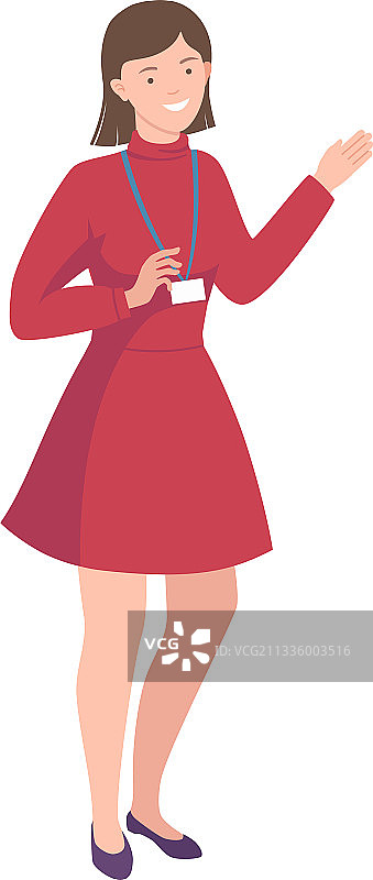 佩戴胸牌的年轻女导游图片素材